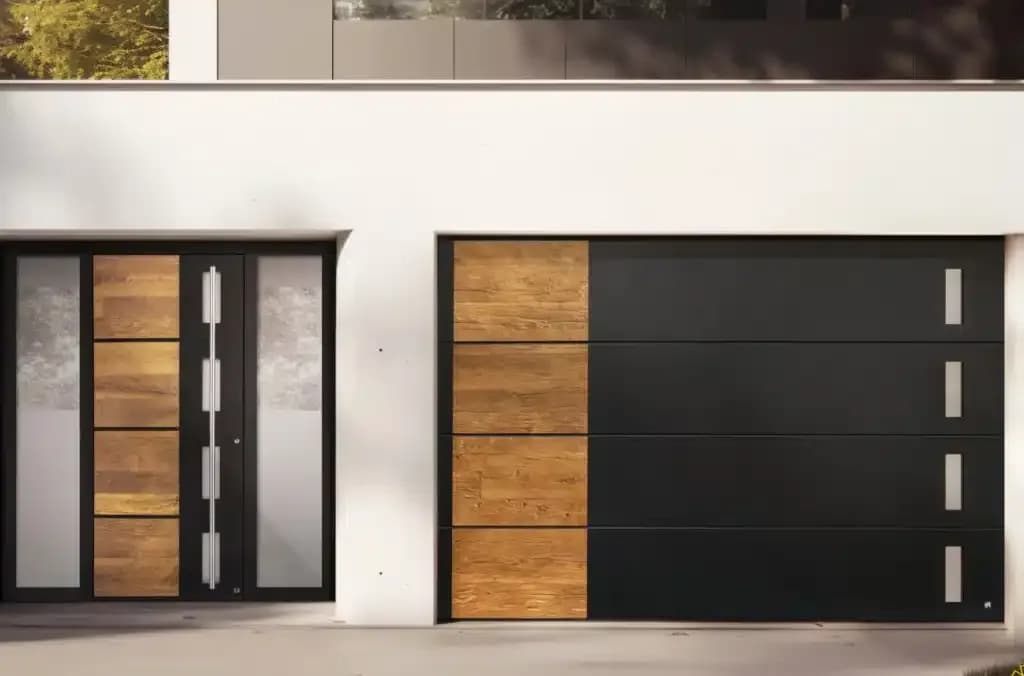 Coordinated garage door and front entry door