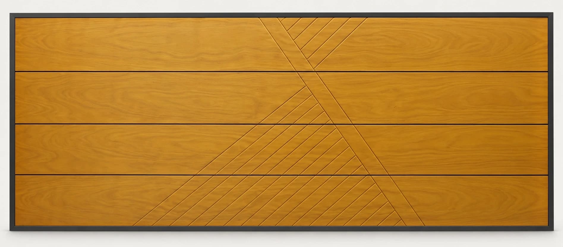 Ryterna Okoume wood garage door with carved diagonal detailing