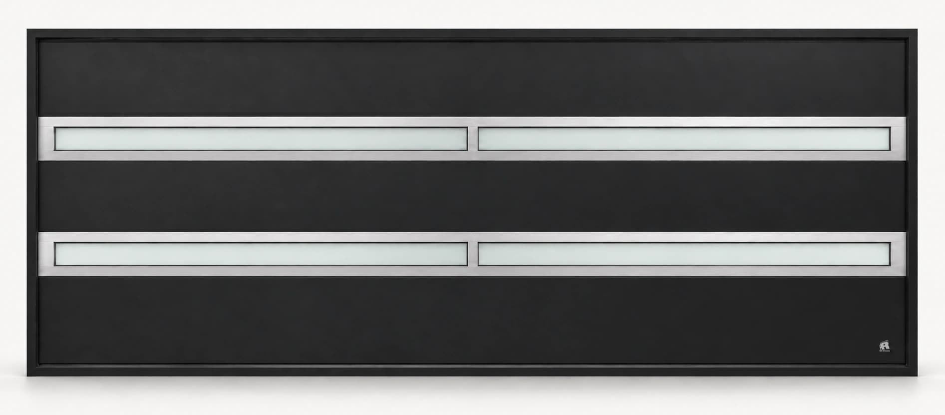 Ryterna Slim-Line garage door with silver-framed glazing