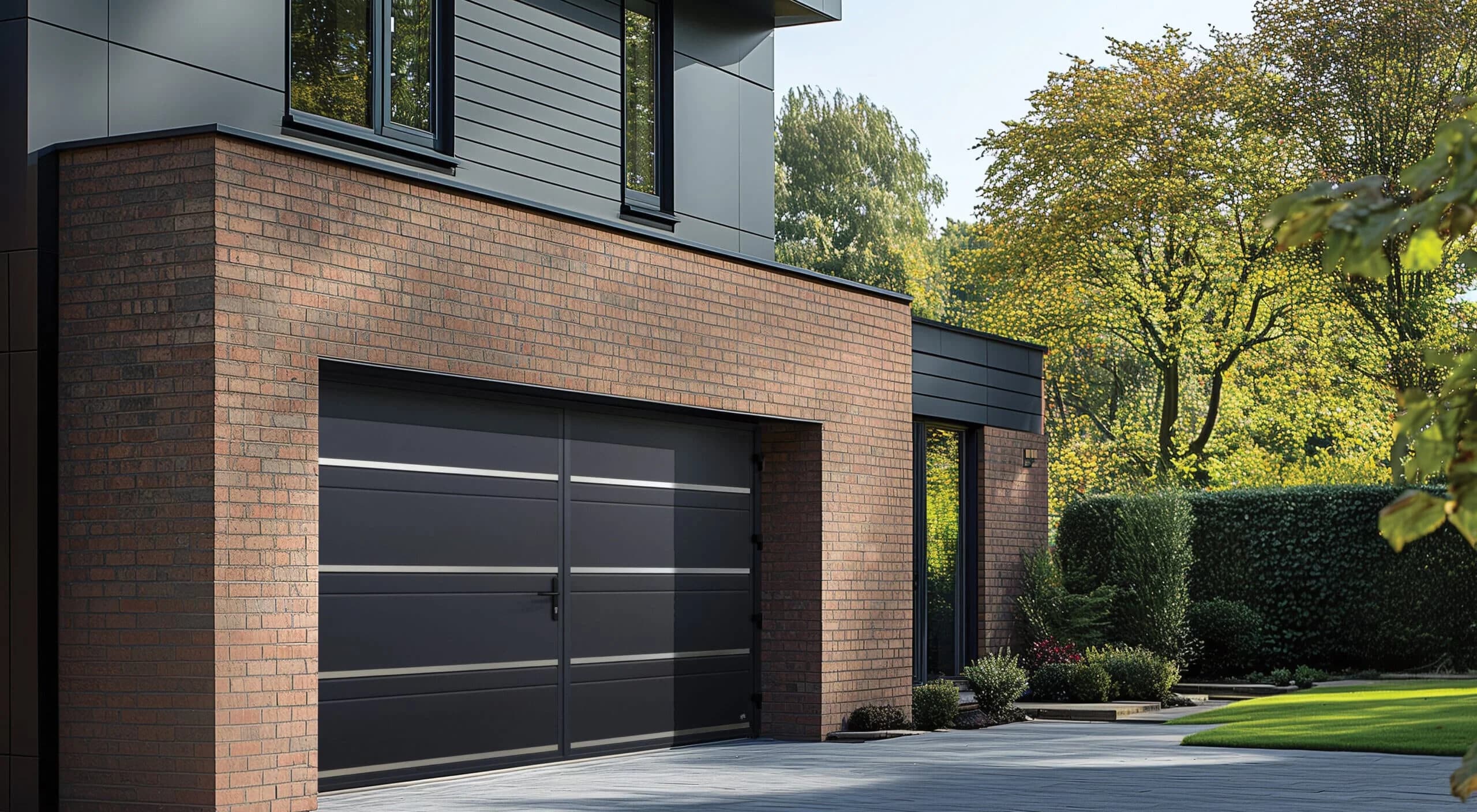 Ryterna side-hinged garage doors open on a residential garage