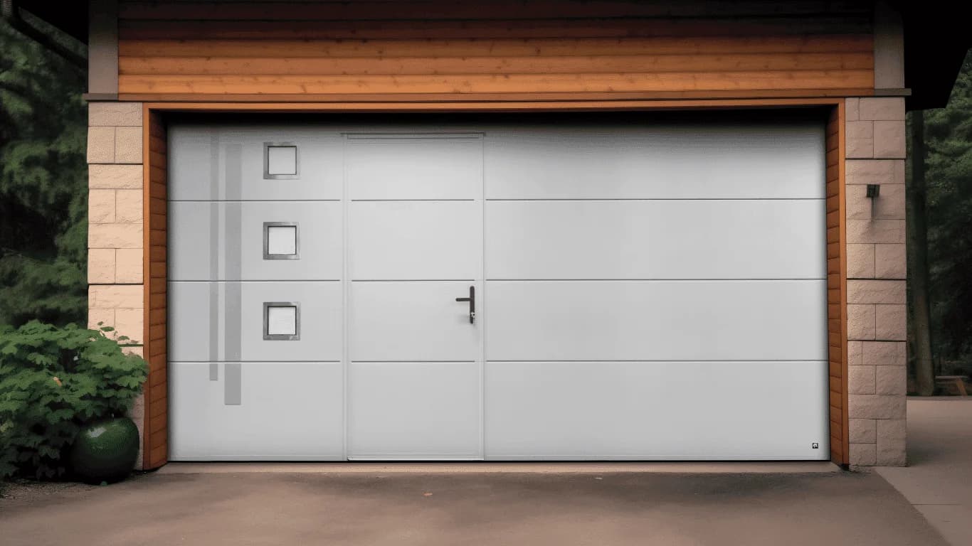 Ryterna garage door with factory-integrated wicket frame and hardware
