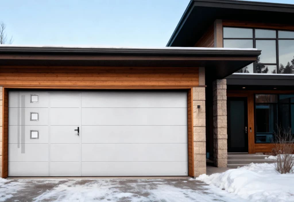 Complete sectional door built with an integrated pedestrian entrance