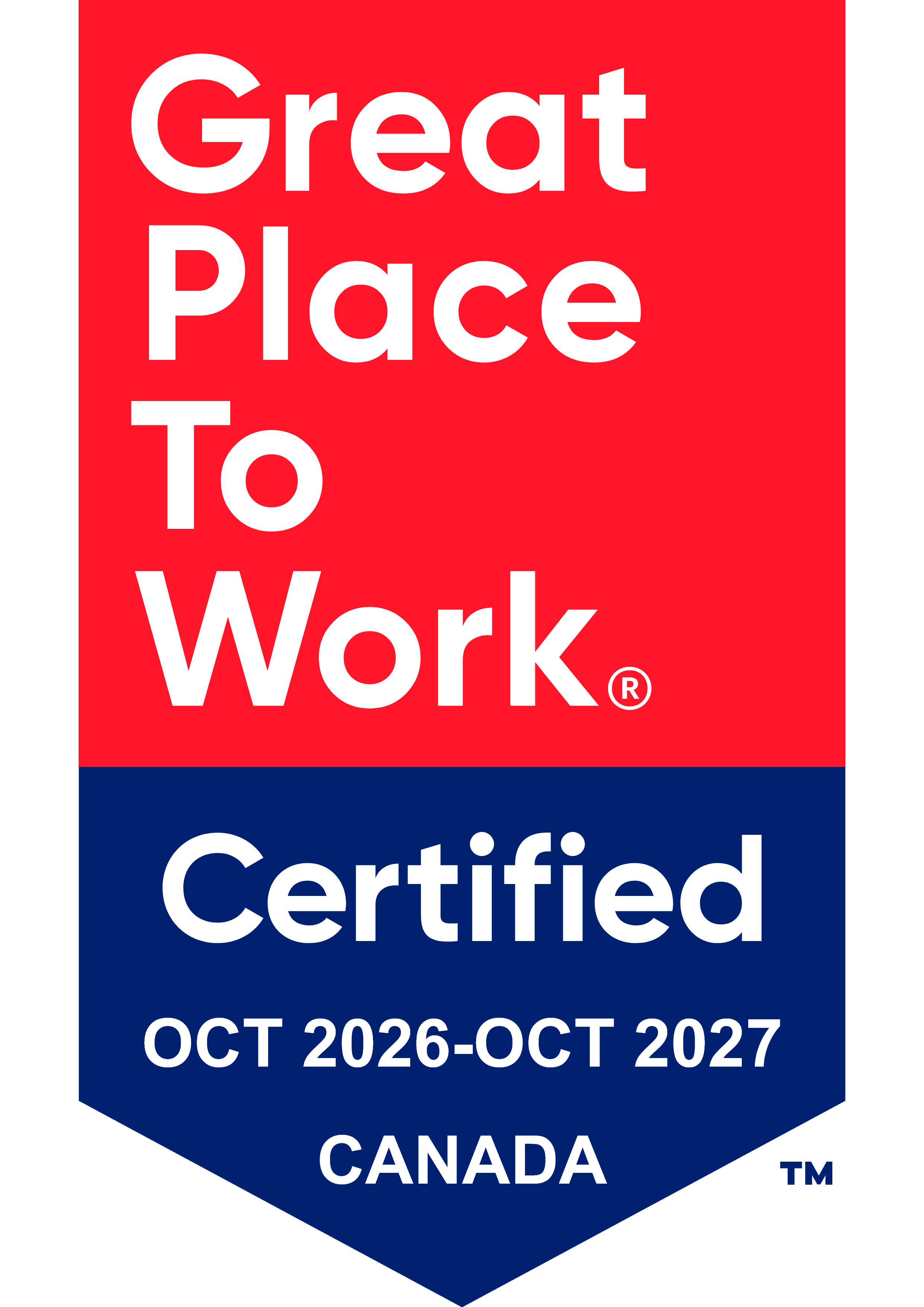 Great Place To Work Certified badge for Garage Door Fix, Canada, October 2026 to October 2027