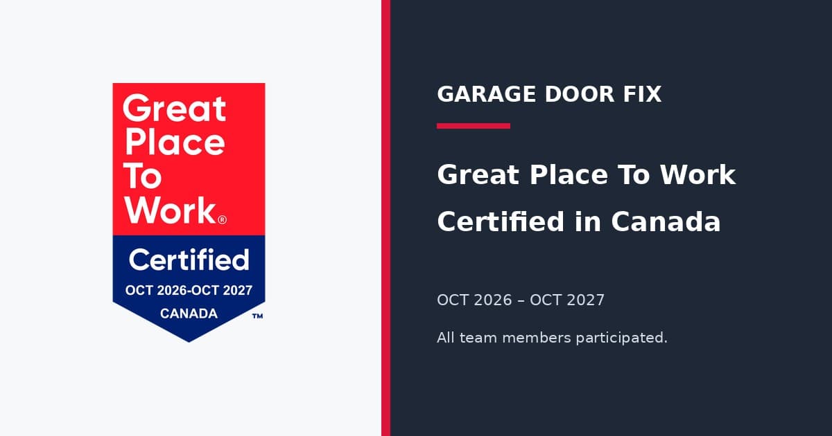 Garage Door Fix Earns Great Place To Work Certification