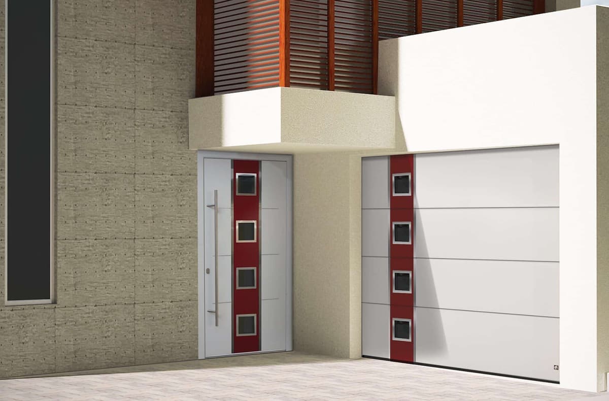 Garage door with matching front entry door
