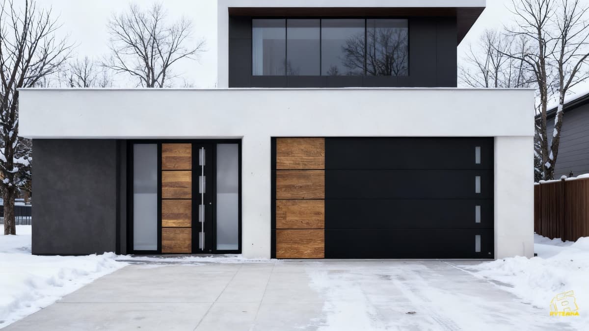 Matching Ryterna entry door and garage door set in Edmonton