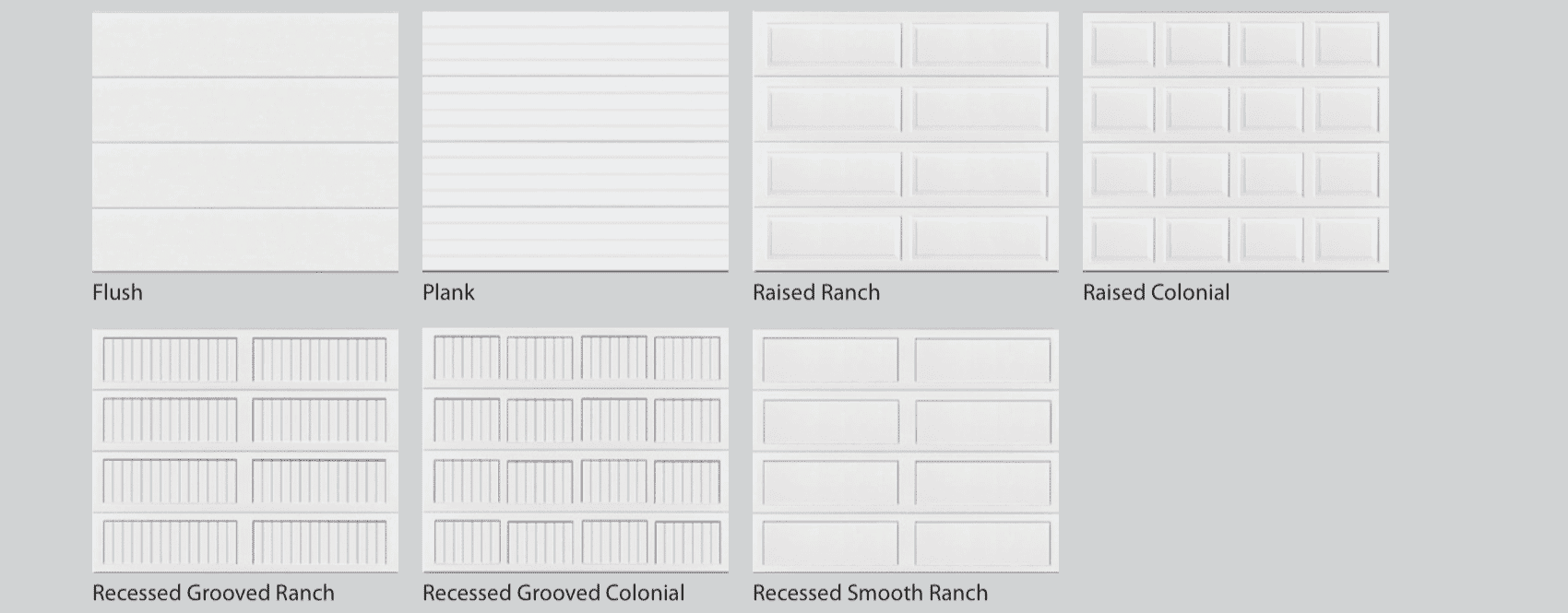 Northland garage door panel styles available in Edmonton
