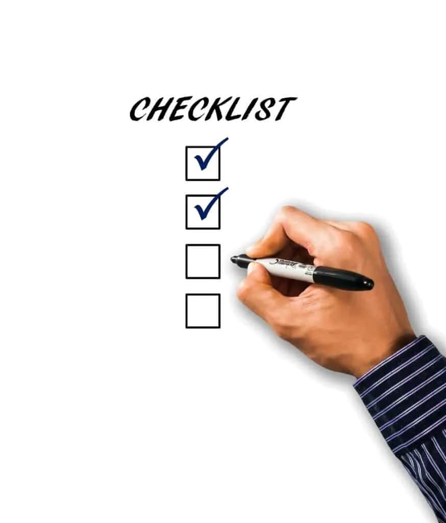 Garage door inspection checklist used during maintenance