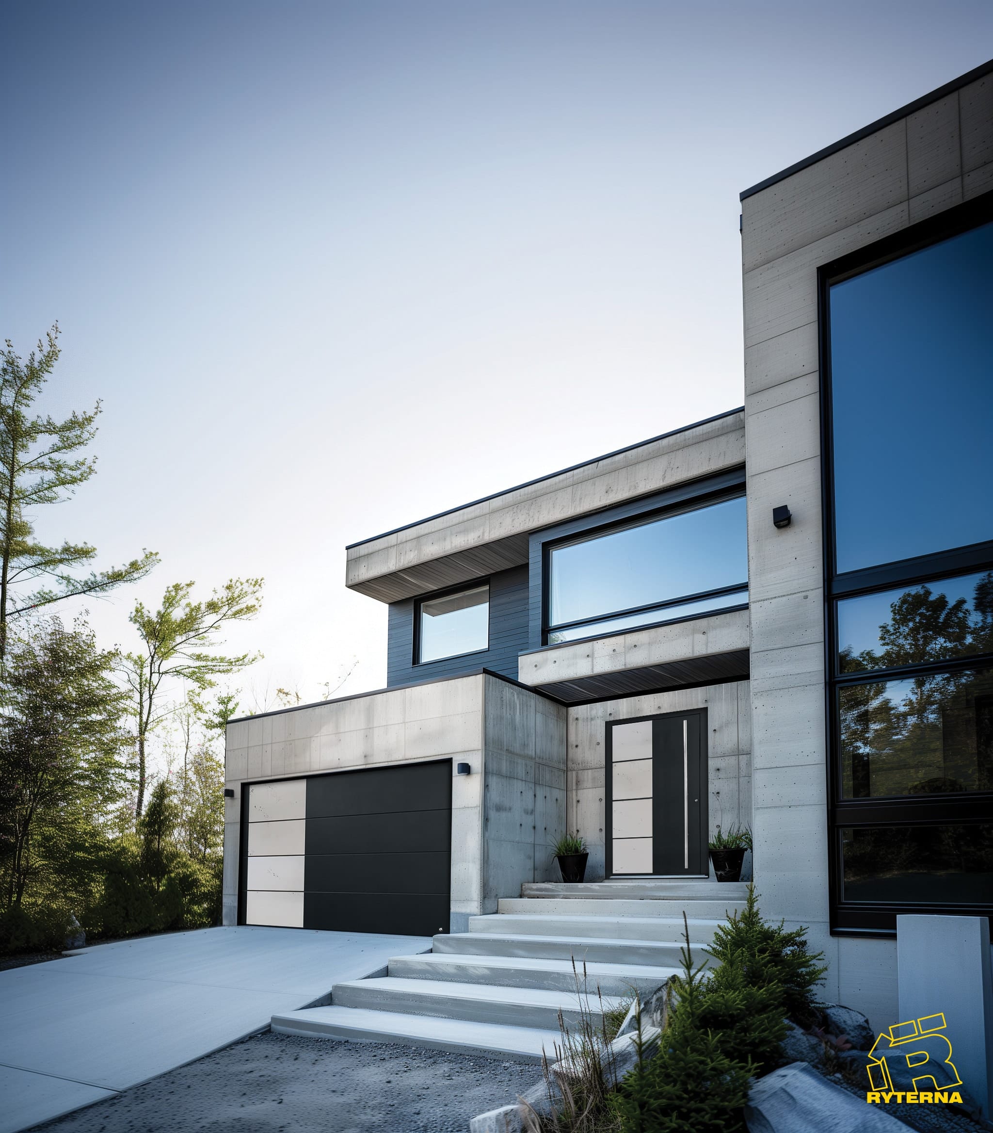 Matching front and garage doors on an Edmonton home