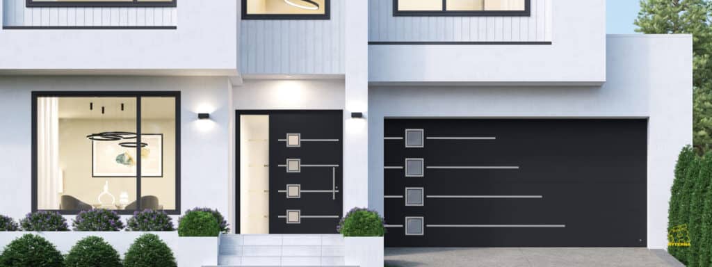 Modern Matching Entry and Garage Doors